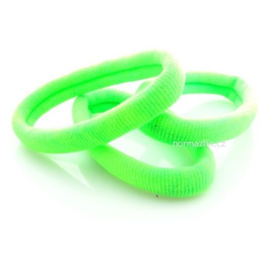 Textilní gumička do vlasů neon zelená průměr 4cm GUM52