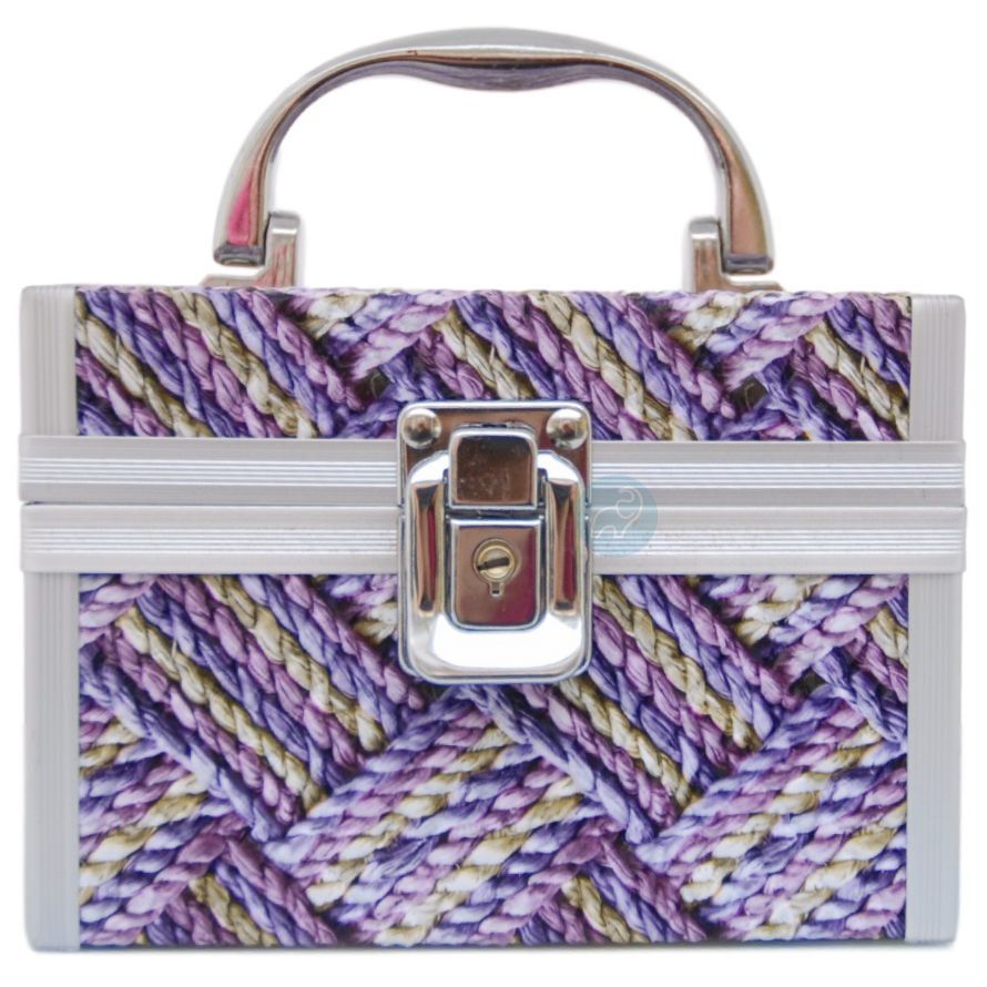 Kosmetický kufr fialový pletený vzor