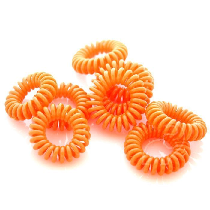 Oranžová plastová pevná gumička do vlasů spirálka