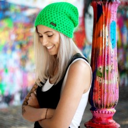 Hand Made Ručně pletená čepice neon zelená 17 Neon Green Pursuit