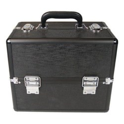 Velký vybavený kosmetický kufr rozevírací pevný černý