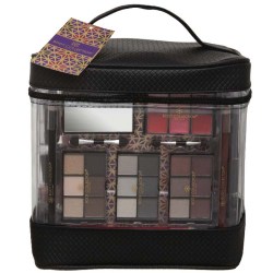 Kosmetický kufr průhledný s dekorativní kosmetikou