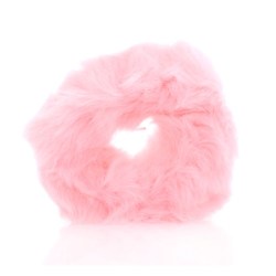 TRD Chlupatá kožešinová světle růžová gumička do vlasů GUM249 8cm