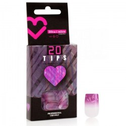 DIVA & NICE COSMETICS Nalepovací umělé nehty francouzská manikura fialovo růžové 08 TIPS 20