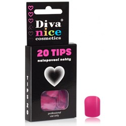 DIVA & NICE COSMETICS Nalepovací umělé nehty růžovočervená 08 matné TIPS 20