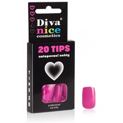 DIVA & NICE COSMETICS Nalepovací umělé nehty tmavě růžové 20 Mag TIPS 20