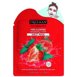 FREEMAN Pleťová látková maska čistící póry jahoda máta pro normální až smíšenou pleť 25ml