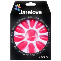 JANE LOVE NAILS Umělé nalepovací nehty 34 růžová jahodová Stiletto 12ks