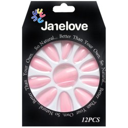 JANE LOVE NAILS Umělé nalepovací nehty 41 světle růžové Stiletto 12ks
