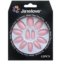 JANE LOVE NAILS Umělé nalepovací nehty 05 světle růžové holografické Stiletto 12ks