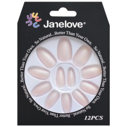 JANE LOVE NAILS Umělé nalepovací nehty 09 světle růžové perlové Stiletto 12ks