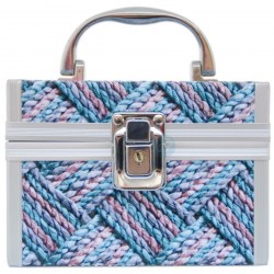Kosmetický kufr modrý pletený vzor