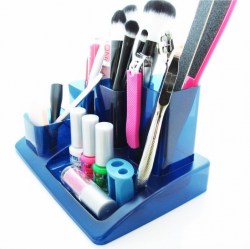 Modrý průhledný kosmetický organizer 4+1 na kosmetické štětce a dekorativní kosmetiku