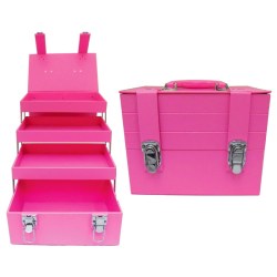 Perfektní růžový kosmetický patrový kufr