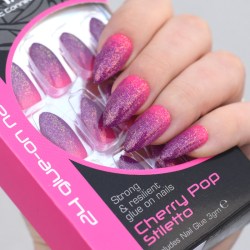 Umělé nalepovací nehty růžovo fialové s perletí