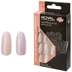 ROYAL Tělové perleťové umělé nehty nalepovací SPELLBOUND Almond 24ks s lepidlem