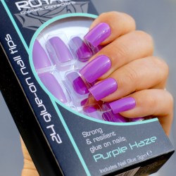 Fialové umělé nehty sada s lepidlem Purple Haze 24ks