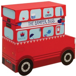 Papírový anglický autobus s uloženou dekorativní kosmetikou