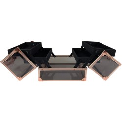 TECHNIC Rozkládací kosmetický kufr průhledný prázdný Black & Rose Gold Beauty Case
