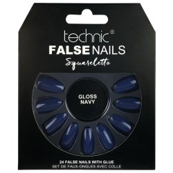 TECHNIC Umělé nalepovací nehty FALSE NAILS Squareletto Gloss Navy 24 nehtů s lepidlem