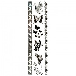 Tetování tělové dočasné černé pásky, motýlci, hvězdičky CHM279