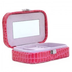 TRD Luxury box DARK PINK Koženková šperkovnice se zrcátkem tmavě růžová